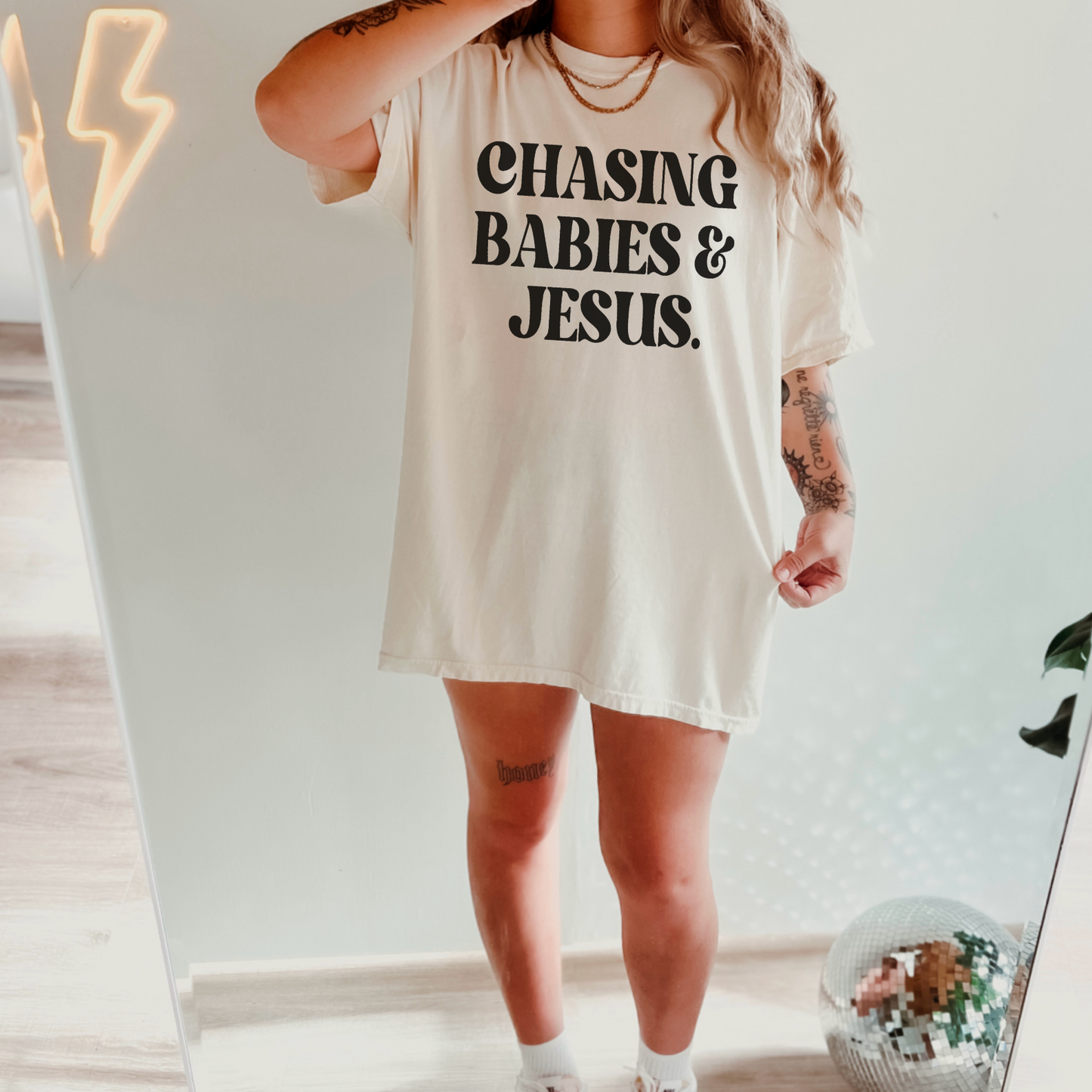 Chasing Babies & Jesus Comfort Color Graphic Tee