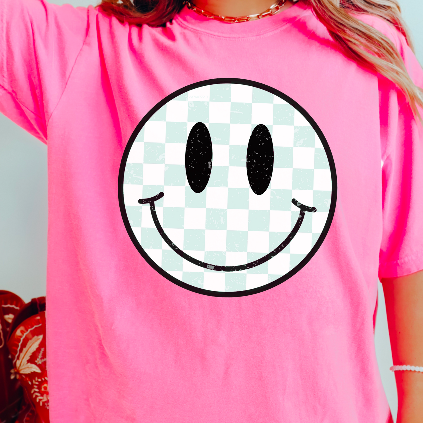 Preppy Checkered Face Comfort Color Graphic Tee