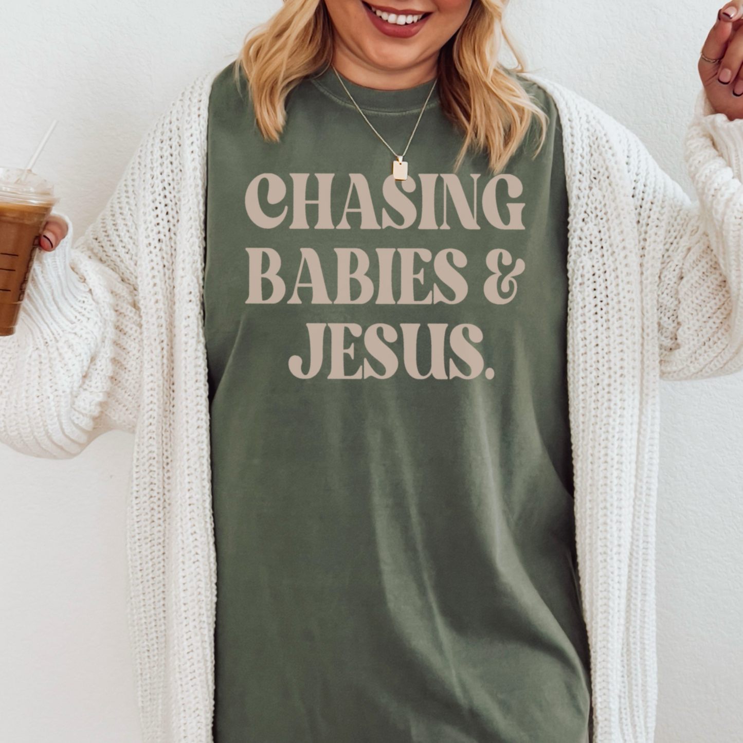 Chasing Babies & Jesus Comfort Color Graphic Tee