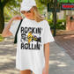 Rocking And Rollin Softball Mom Comfort Color Graphic Tee