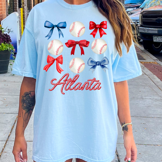 Atlanta Coquette Baseball Comfort Color Graphic Tee