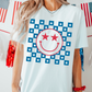 Smile Usa Checkered Comfort Color Graphic Tee