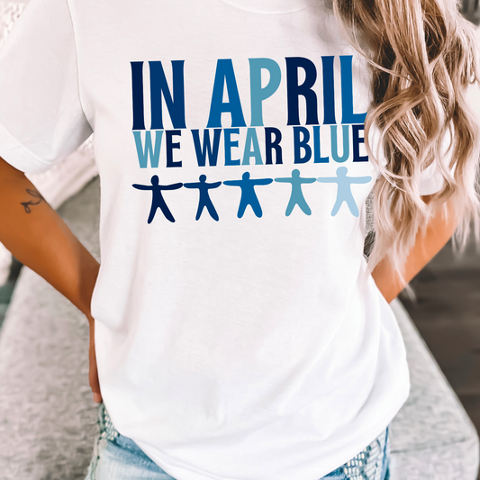 In April We Wear Blue Autism Comfort Color Graphic Tee