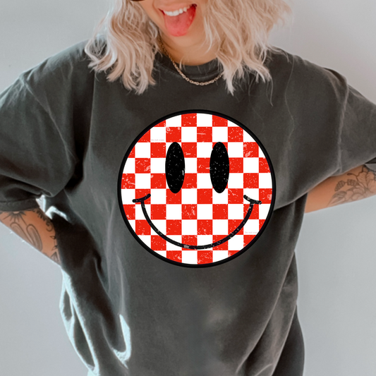 Preppy Checkered Face Comfort Color Graphic Tee