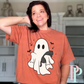 Cat Halloween Ghost Comfort Color Graphic Tee