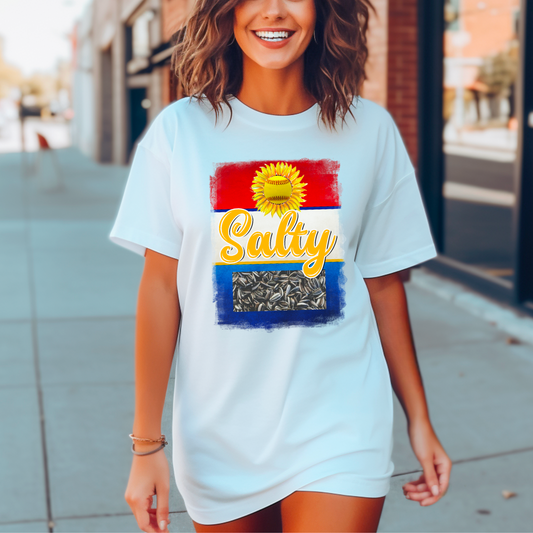 Salty Softball Comfort Color Graphic Tee