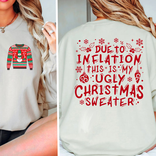 Due To The Inflation This Is My Ugly Christmas Sweater Screen Print Transfer