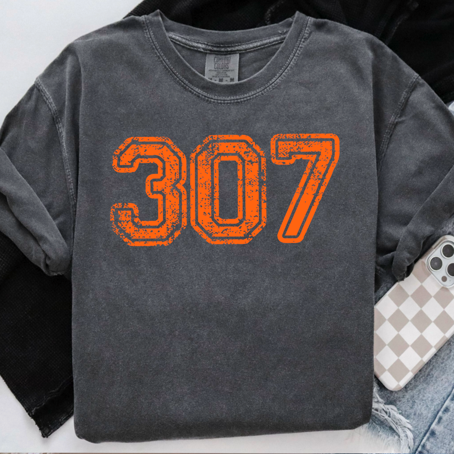 Area Code Comfort Color Monogram Graphic Tee