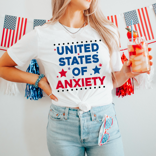 United States Of Anxiety Comfort Color Graphic Tee