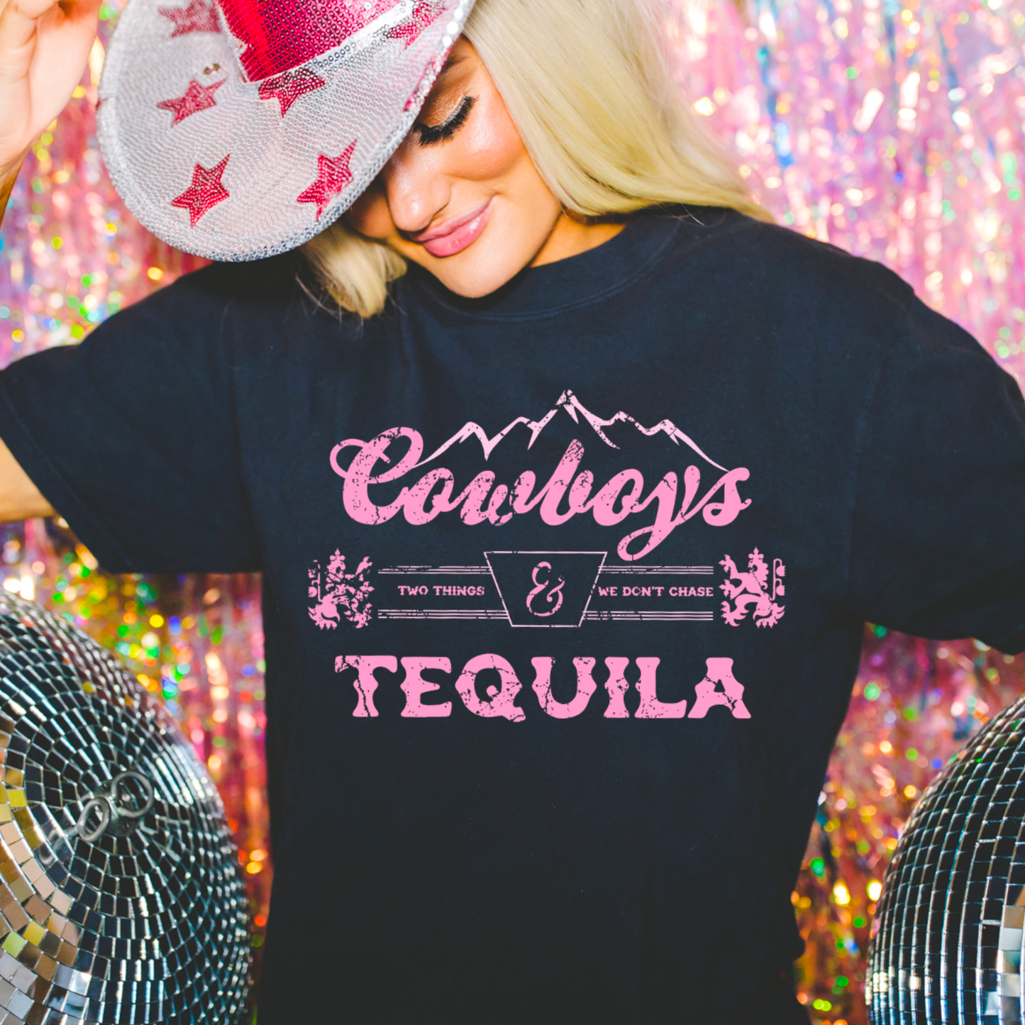 Cowboys And Tequila Two Things We Don’t Chase Comfort Color Graphic Tee