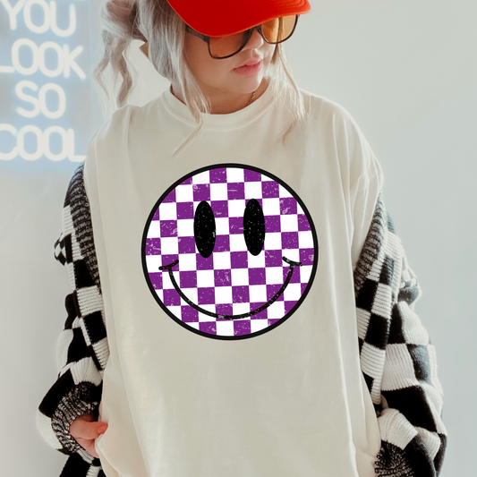 Preppy Checkered Face Comfort Color Graphic Tee