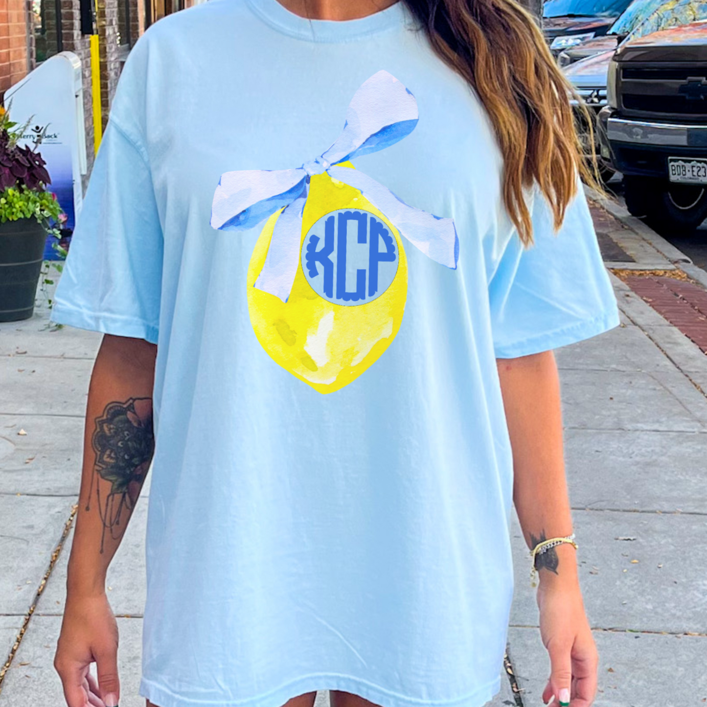 Lemon Comfort Color Monogram Graphic Tee