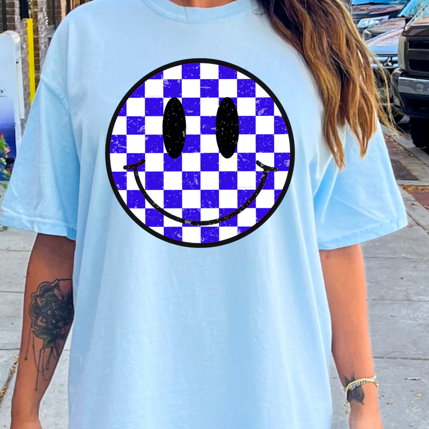 Preppy Checkered Face Comfort Color Graphic Tee