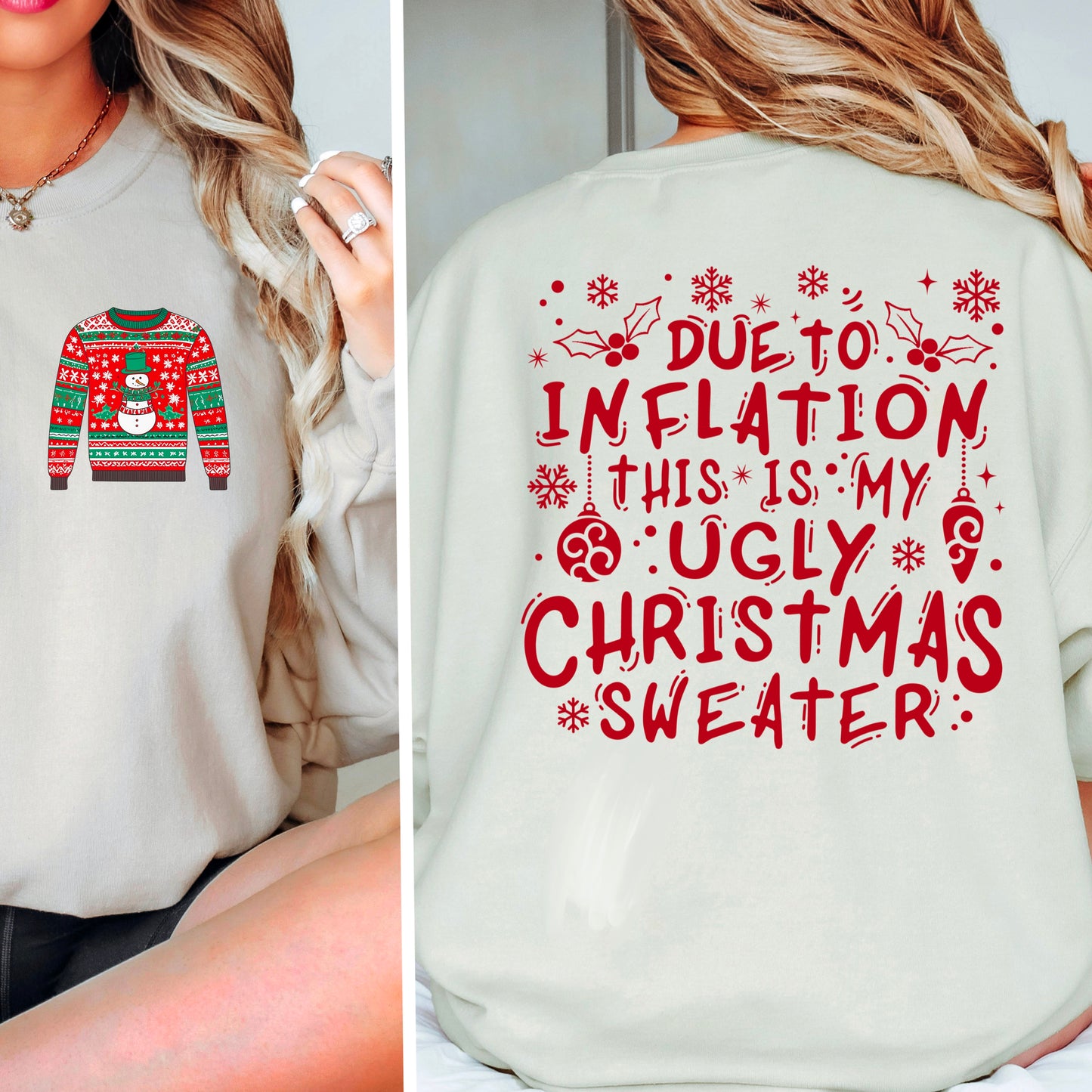 Ugly Christmas Sweater Pocket Screen Print Transfer