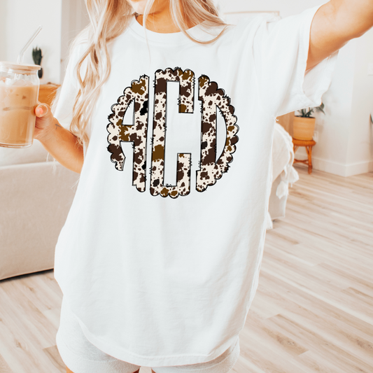 Cowhide Comfort Color Monogram Graphic Tee