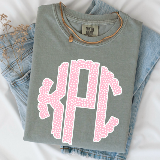 Pink Speckle Comfort Color Monogram Graphic Tee