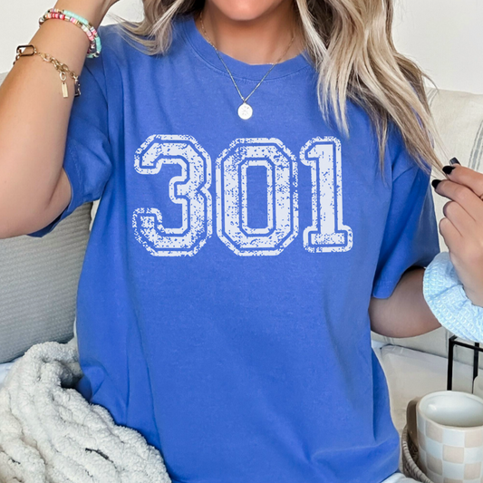 Area Code Comfort Color Monogram Graphic Tee