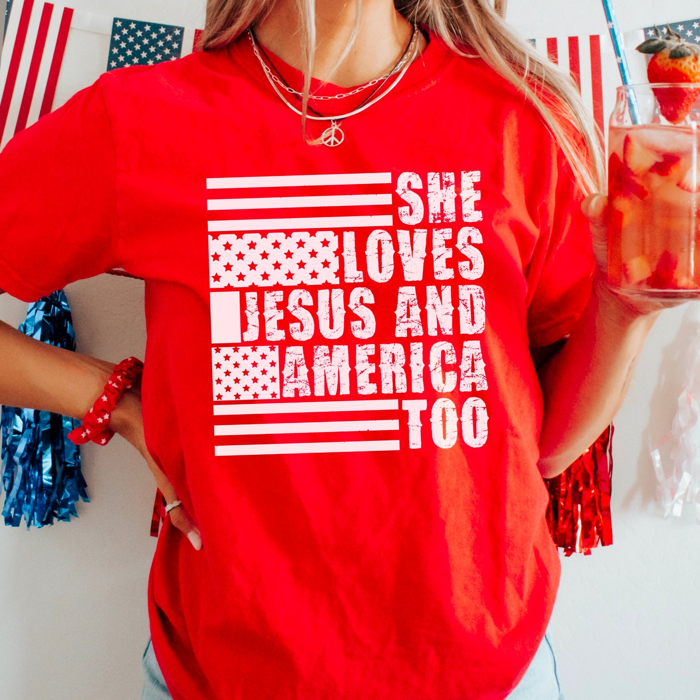 She Loves Jesus And America Too Screen Print Transfer