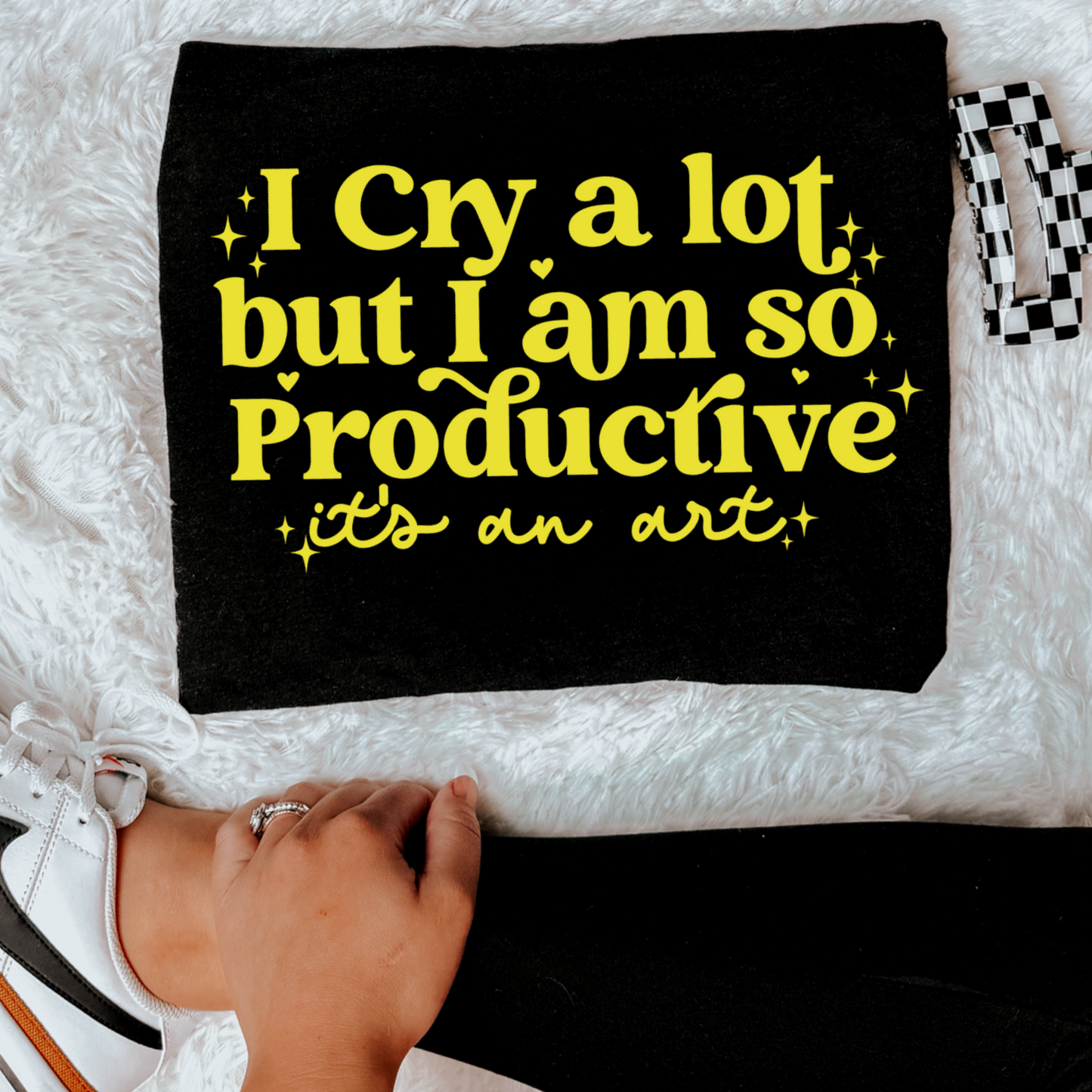 I Cry A Lot  But I Am So Productive Comfort Color Graphic Tee