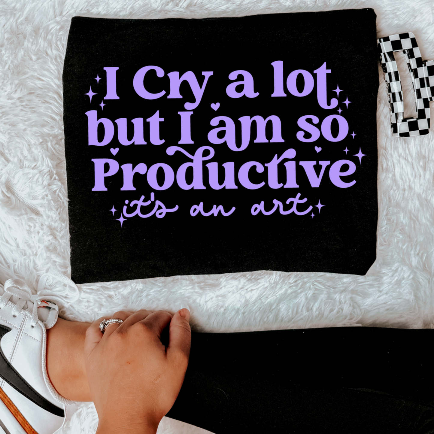 I Cry A Lot  But I Am So Productive Comfort Color Graphic Tee