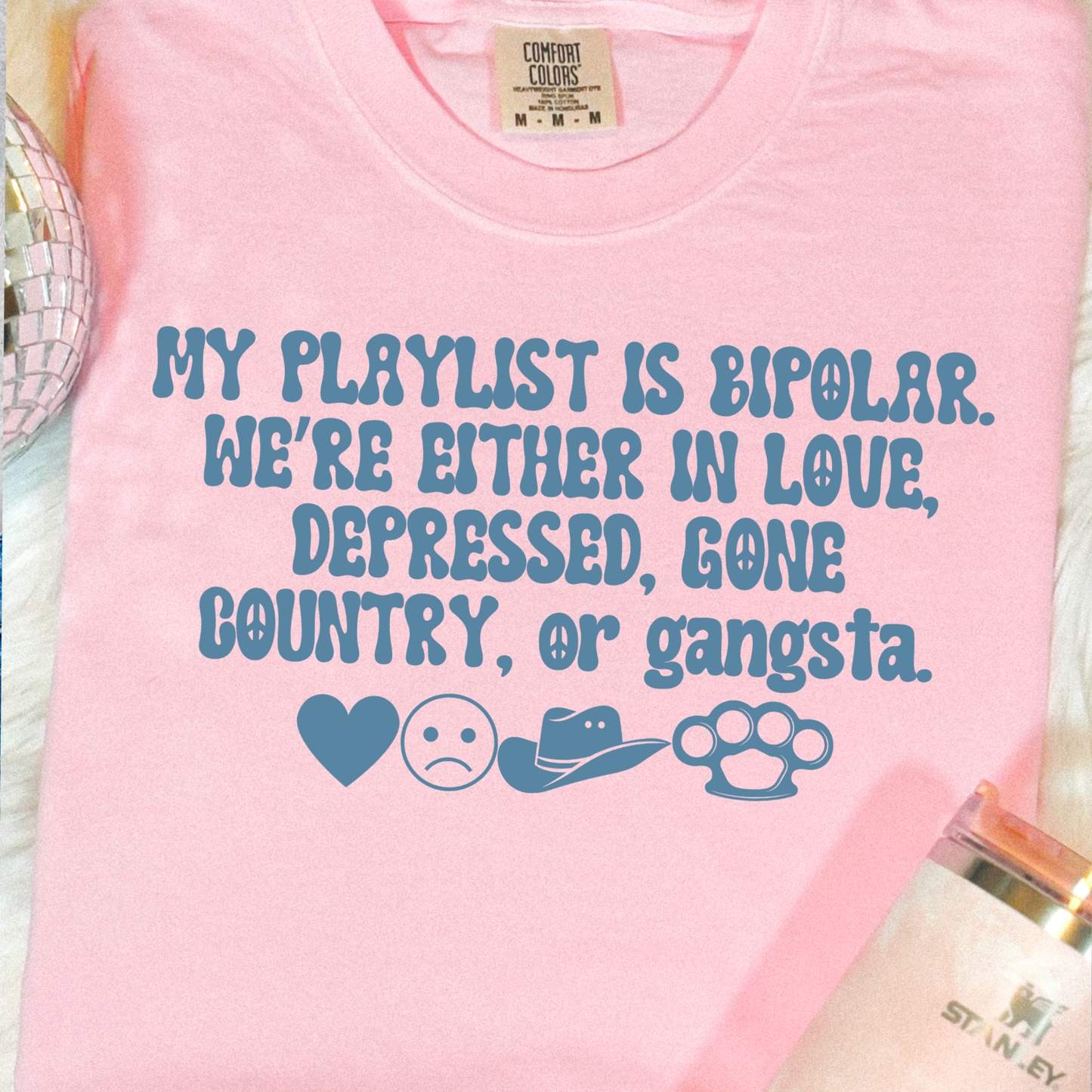 My Playlist Is Bipolar Comfort Color Graphic Tee