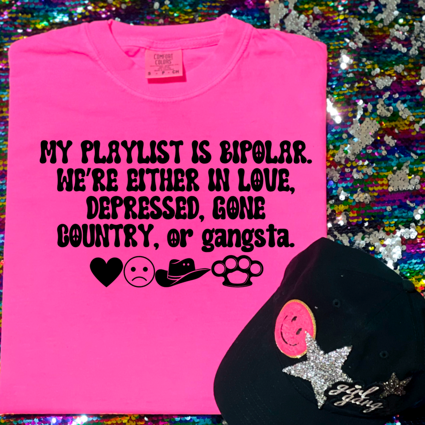 My Playlist Is Bipolar Comfort Color Graphic Tee
