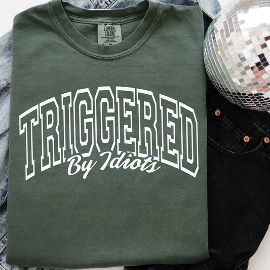 Triggered By Idiots Comfort Color Graphic Tee