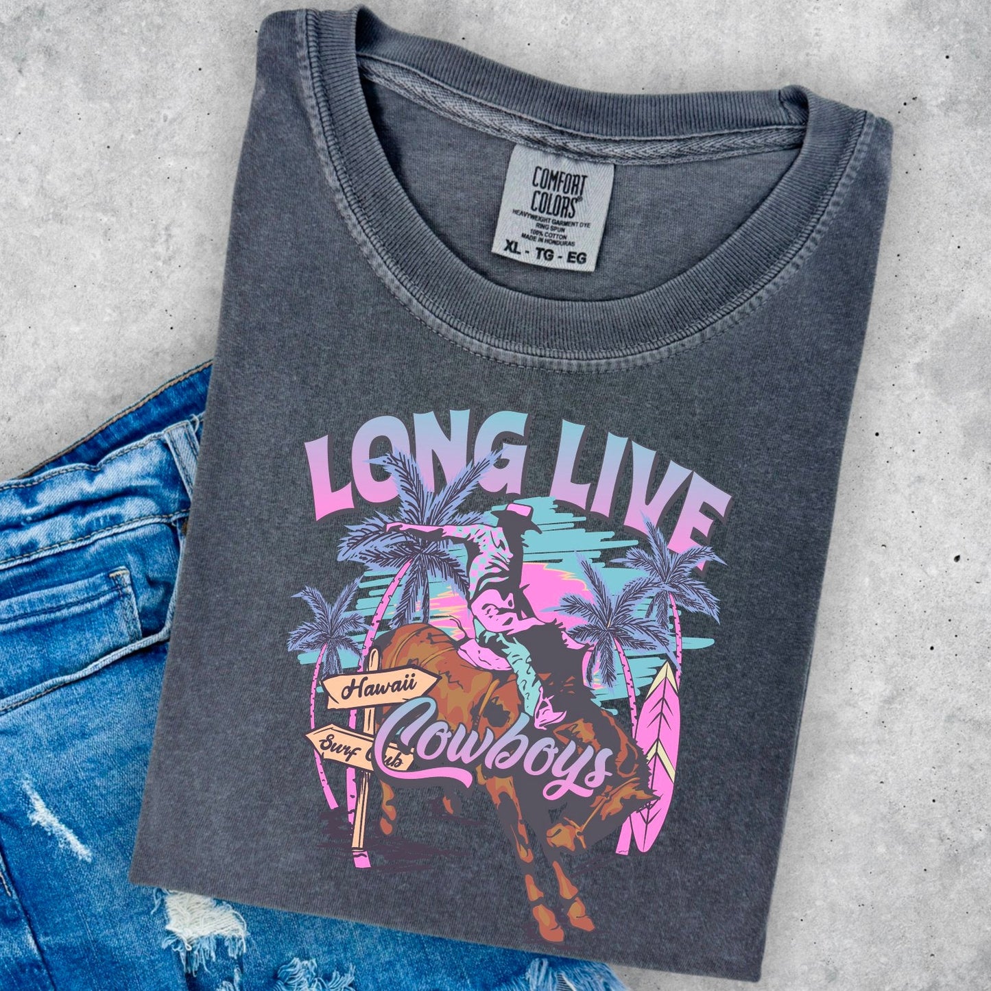 Long Live Cowboys Tropical Comfort Color Graphic Tee