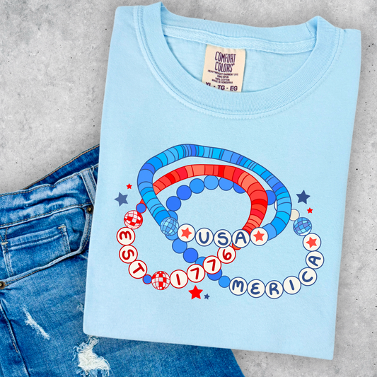 America Friendship Bracelet Comfort Color Graphic Tee