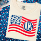 4th Of July  Monogram Flag Comfort Color Monogram Graphic Tee