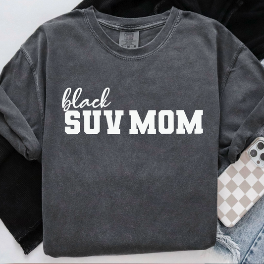 Black SUV Mom Comfort Color Graphic Tee