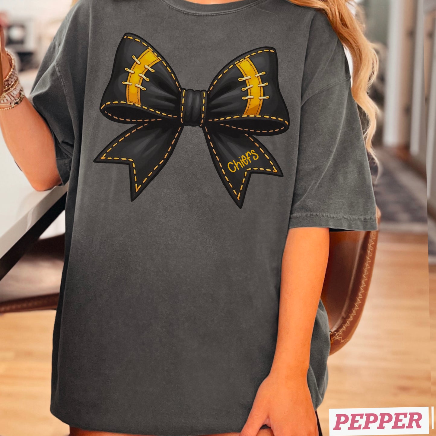 Sequoyah Chiefs Cheer Bow  Comfort Color Graphic Tee