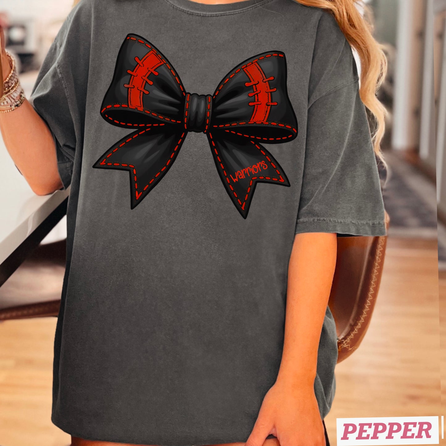 Cherokee Warriors Cheer Bow  Comfort Color Graphic Tee