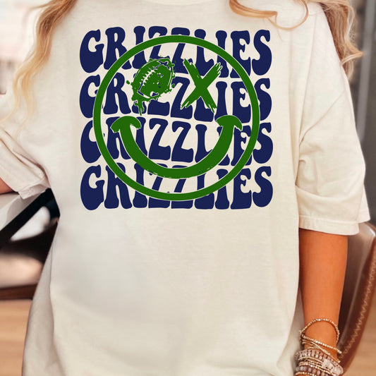 Creekview Grizzlies Football Face Comfort Color Graphic Tee