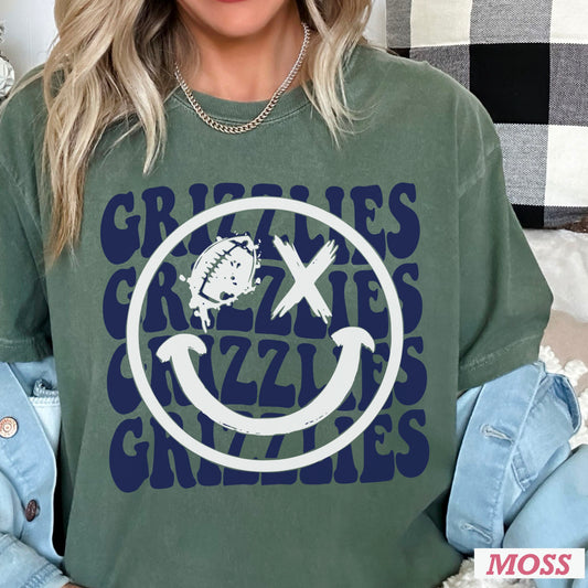 Creekview Grizzlies Football Face Comfort Color Graphic Tee