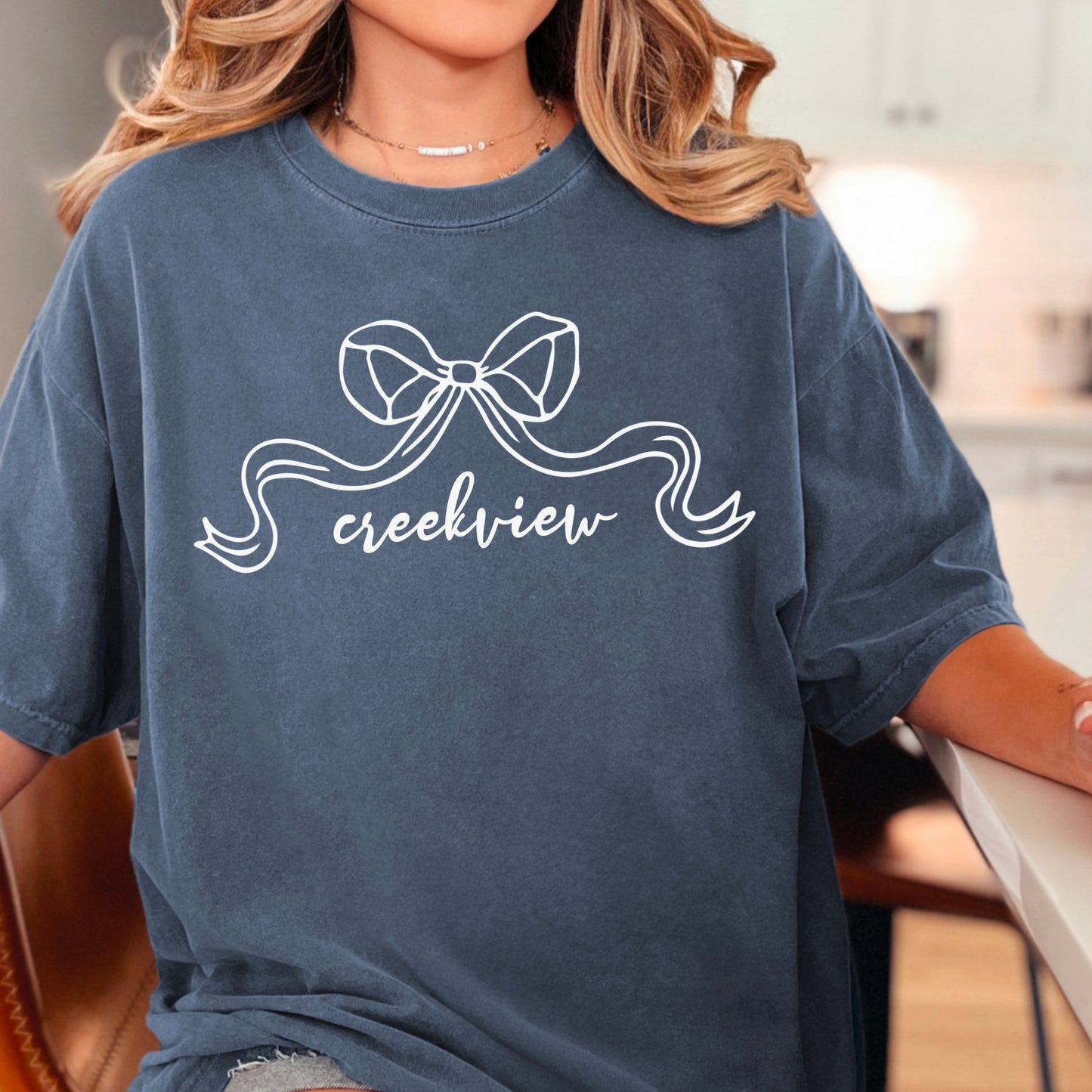 Creekview Grizzlies Coquette Bow Comfort Color Graphic Tee