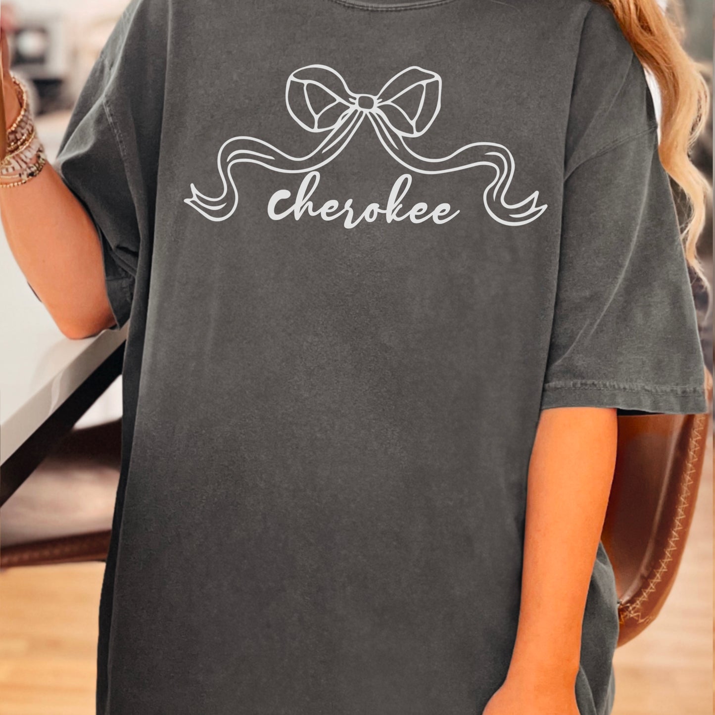 Cherokee Warriors Coquette Bow Comfort Color Graphic Tee