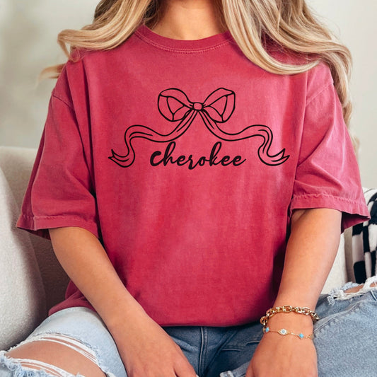 Cherokee Warriors Coquette Bow Comfort Color Graphic Tee