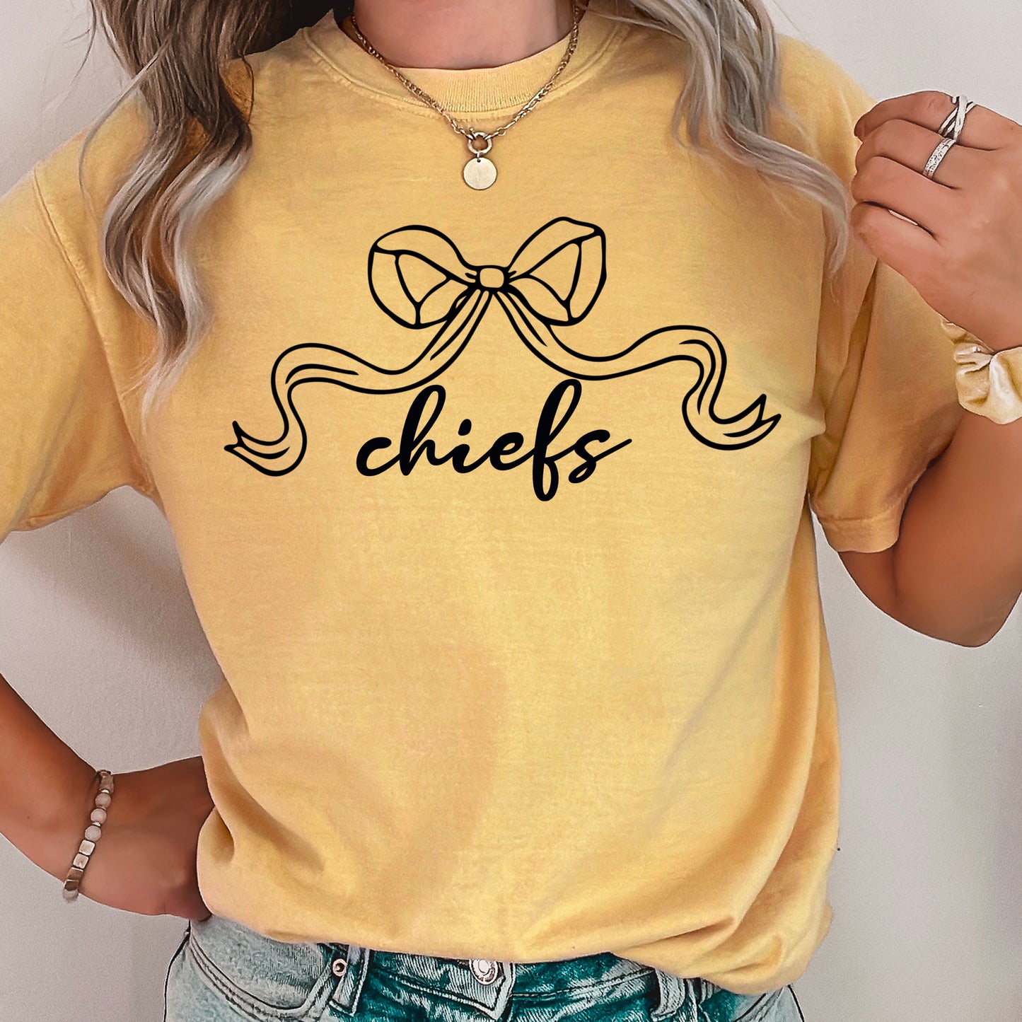 Sequoyah Chiefs Coquette Bow Comfort Color Graphic Tee