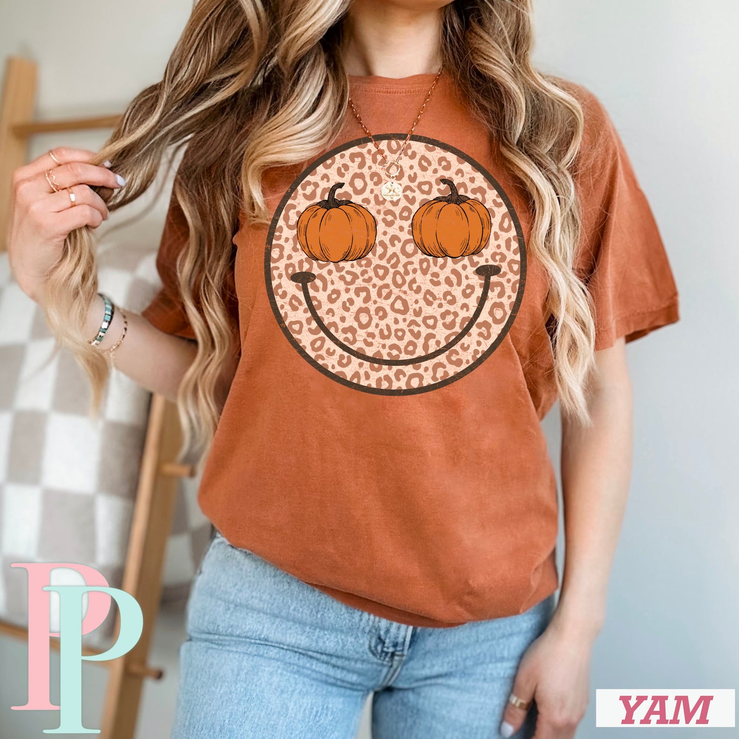 Pumpkin Leopard Face Comfort Color Graphic Tee