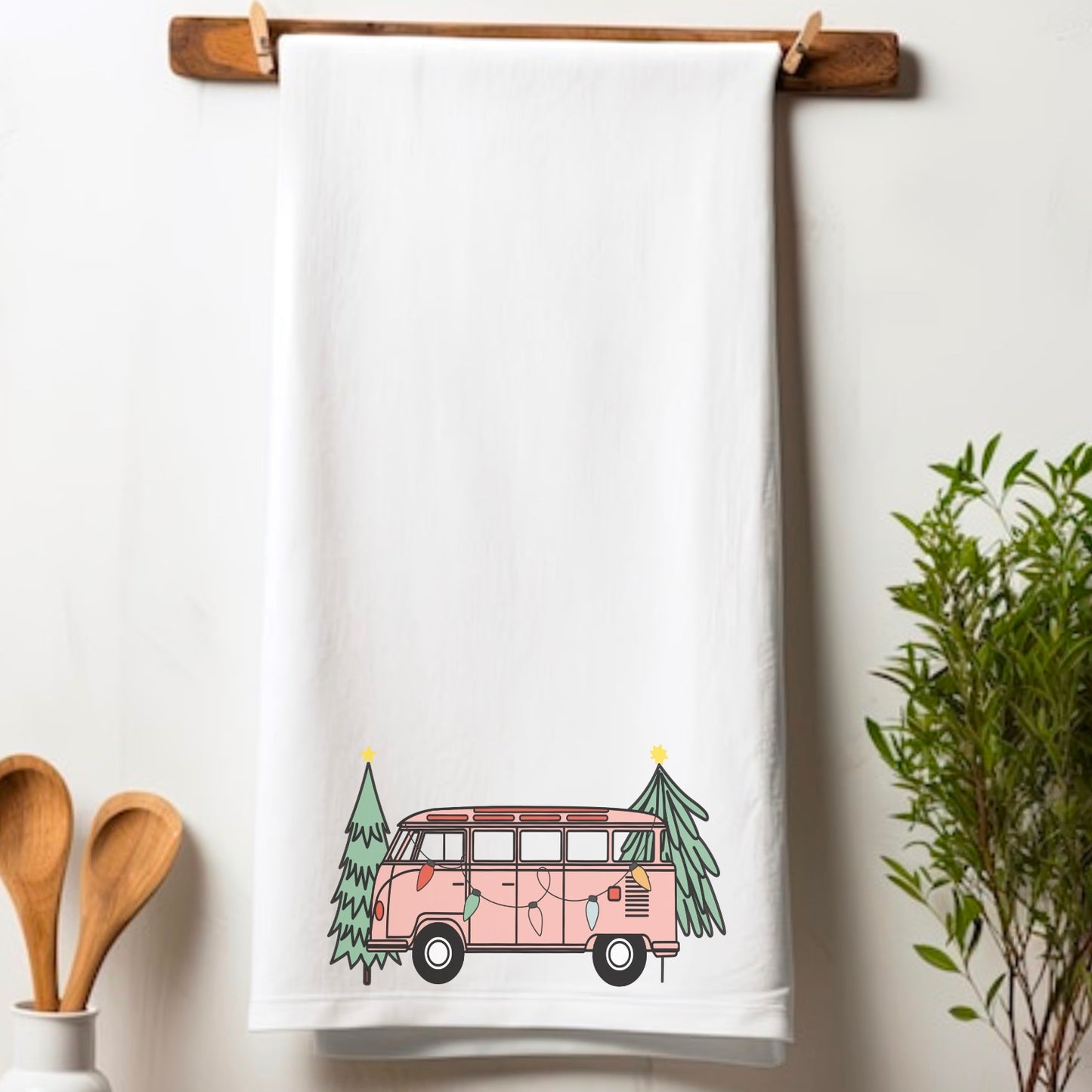 Pink Christmas Van Tea Towel / Infant  DTF Transfer