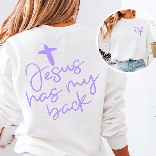 Jesus Has My Back With Matching Pocket  Screen Print Transfer