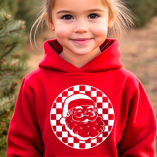 Kids  Checkered Santa Hoodie